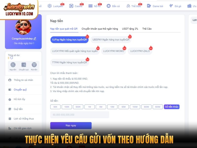 Thực hiện yêu cầu gửi vốn theo hướng dẫn